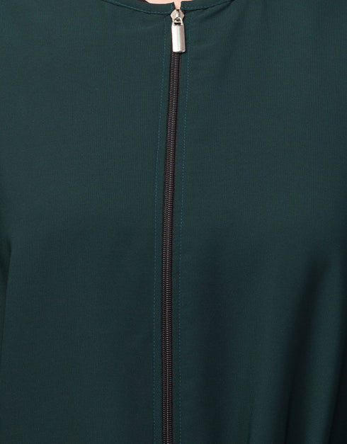 Trendy Basic Abaya with Front Zip for Everyday Comfort In the Color Green